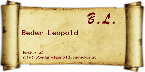 Beder Leopold névjegykártya
